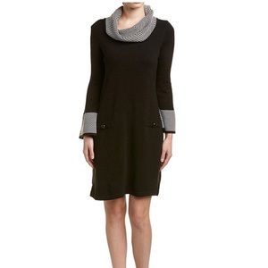 NWT Eliza J black chevron cowl shawl shift dress S